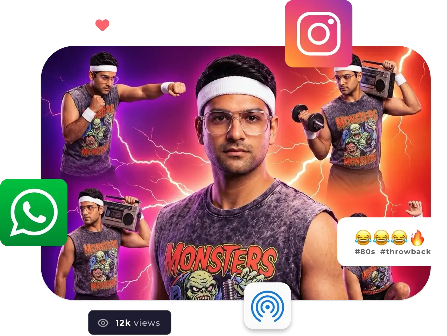 Event guests sharing AI-transformed photos on social media