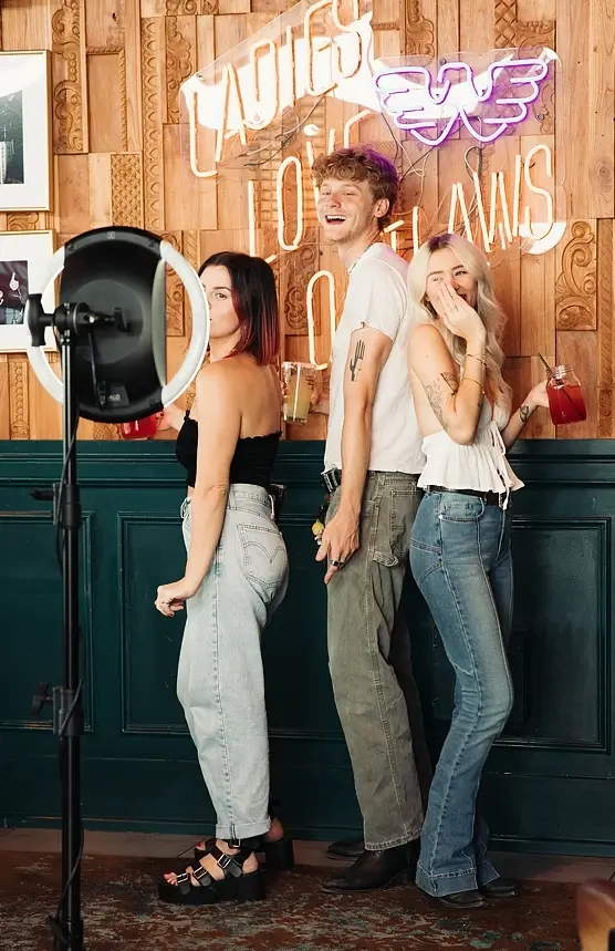 guests using photo booth