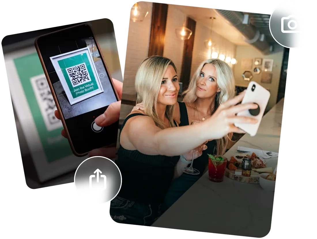 Guest capturing a photo in the Simple Booth Virtual Booth on a smartphone