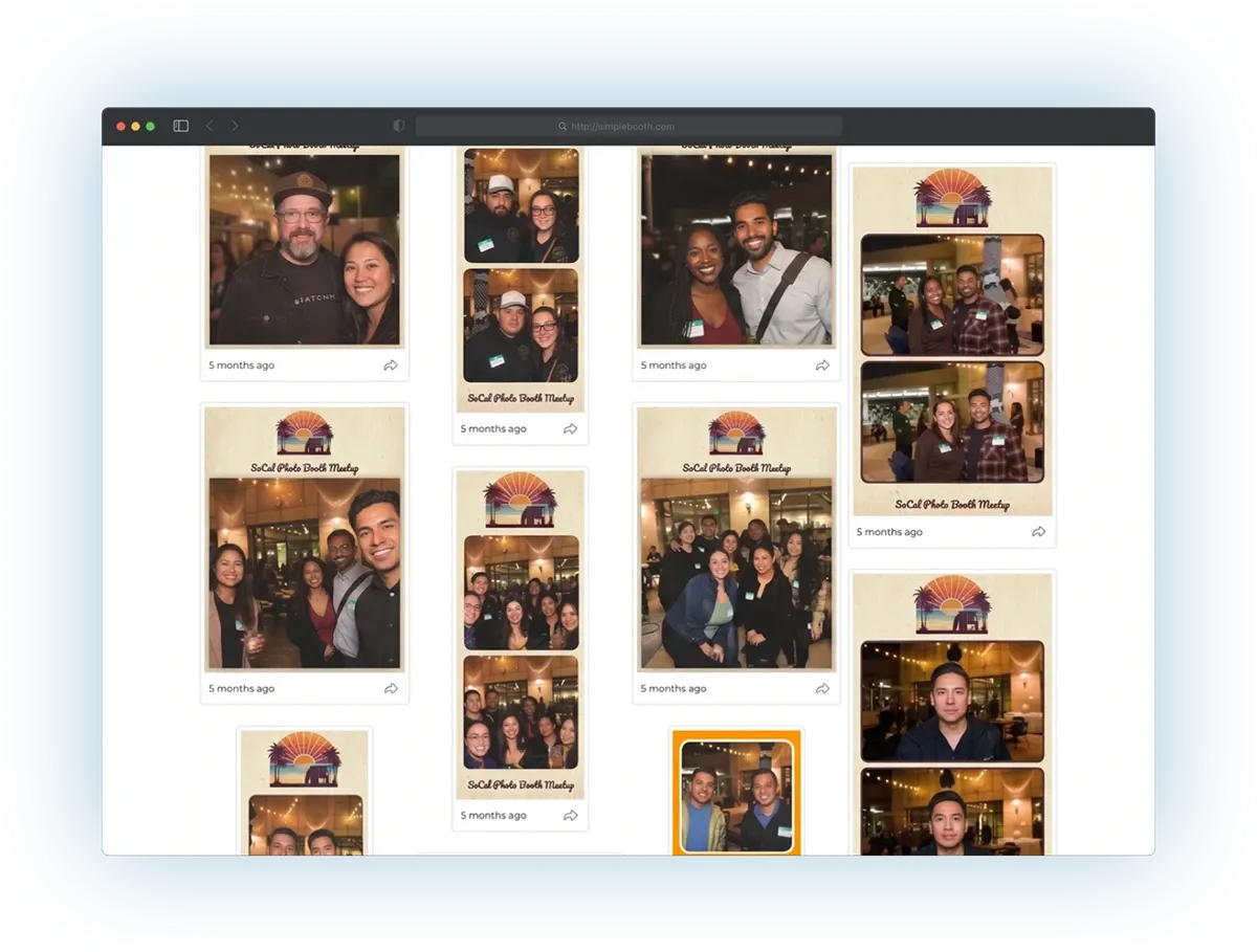 Simple Booth online gallery combining in-person and virtual booth photos