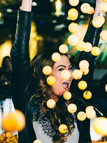 Photo booth with a bathtub prop
